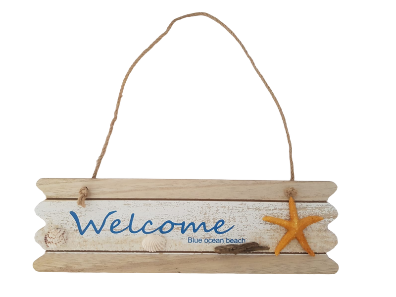 Nautical Welcome Sign Starfish - Beach House Decor 29cm
