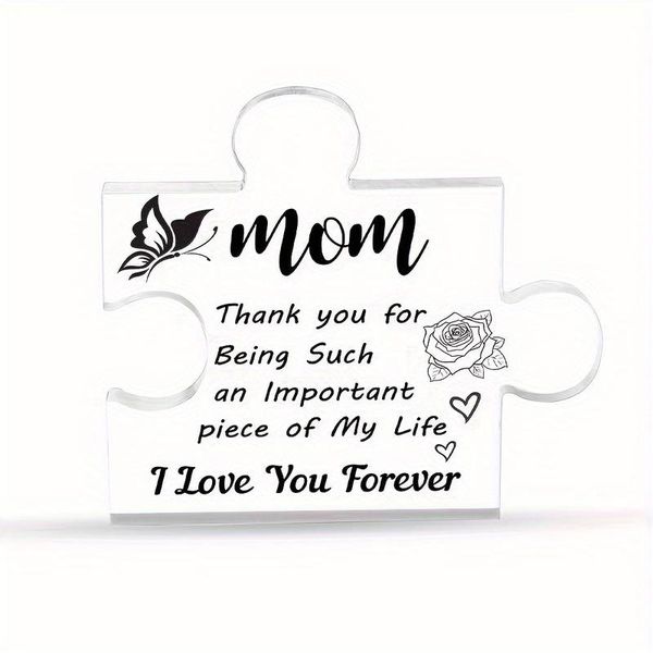 Mom Engraved Puzzle-Shaped Acrylic Plaque