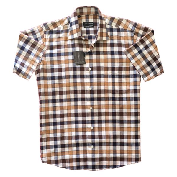 Men's Regular-fit Short-Sleeve Button Down Shirt/Check Design.