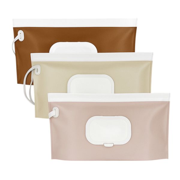 3 Piece - Portable Refillable Wet Wipe Pouch - Multicolor