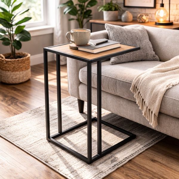 Bragg Bradford Laptop Side End Table, Oak &amp; Black