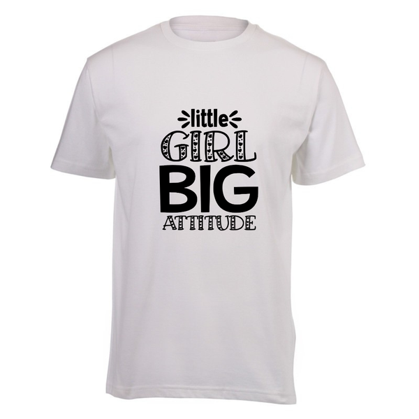 Kids White Short Sleeve T-Shirt - Little Big Girl Attitude