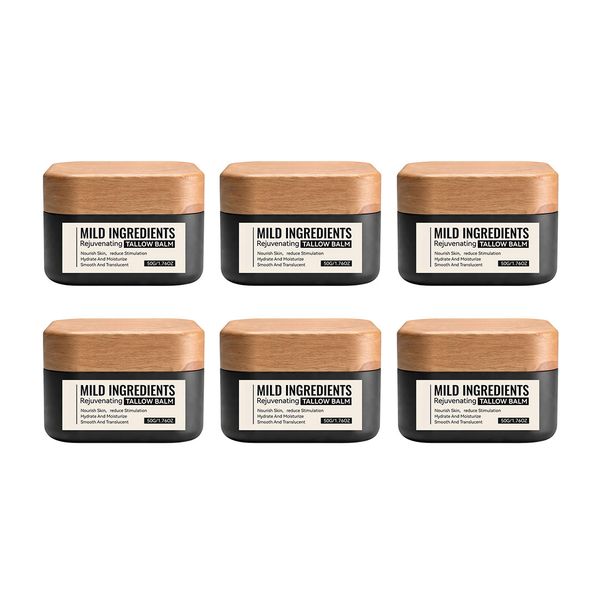 6 Pack Mens Face Moisturiser Tallow Balm Cream for Dry Skin Daily Care