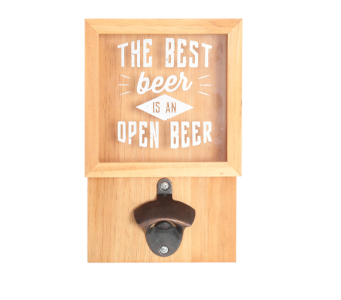 Wall-Mounted Beer Bottle Opener with Cap Holder - Gift for Beer Lovers