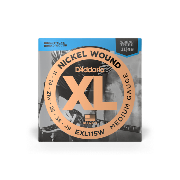 D'Addario EXL115W XL Nickel Wound Electric Guitar Strings (11-49)