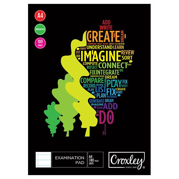 Croxley JD571 F&amp;M 100 Sheet Unpunched &amp; Ruled Examination Pad (Pack of 10)