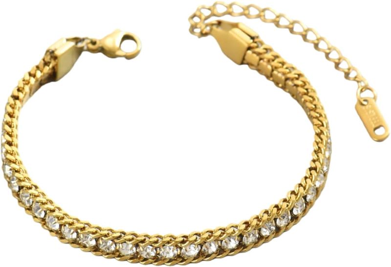 18K Gold-Plated Adjustable Tennis Bracelet - 6mm Wide with Rainbow Stone