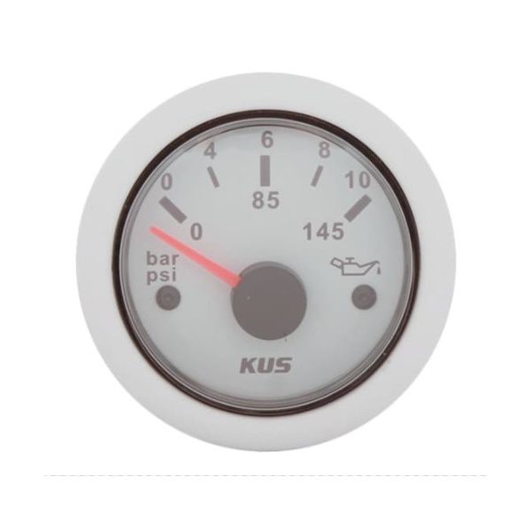 Kus Marine Grade Oil Pressure Gauge for Boats - 52mm (White)