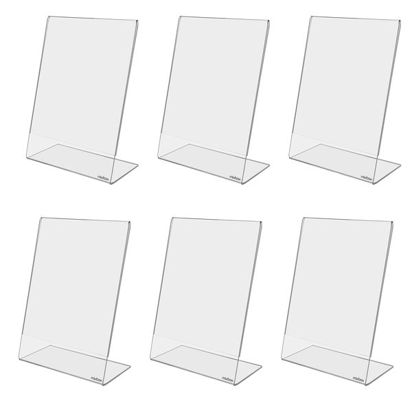 Mix Box Acrylic L-Menu Stand,A4 Size (6 Pack) for Tabletop Display &amp; Menus