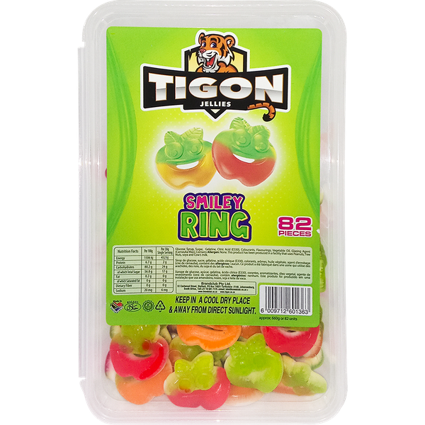 Tigon Smiley Ring - Assorted - Sweet &amp; Sour Jelly Gummies 82 pieces