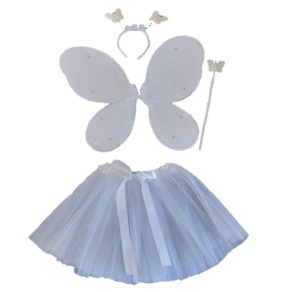 Kids' Butterfly Fairy Princess Dress-up Costume Set - Snow White - 4 Piece