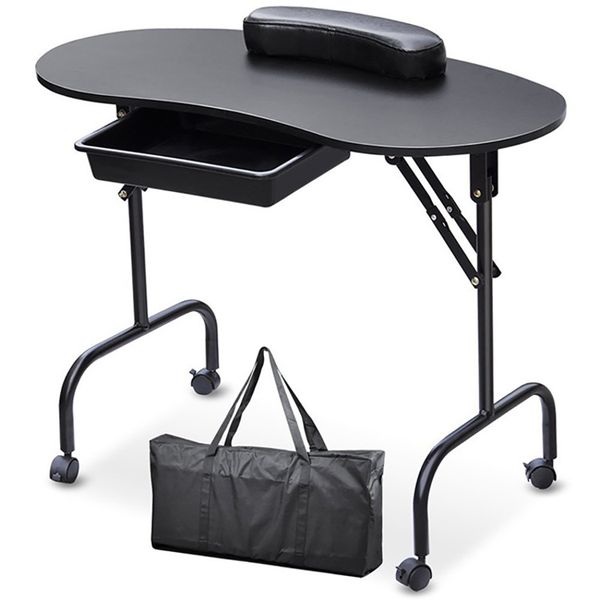 Folding Manicure Table w wheel &amp; Drawer,Nail Table,Salon Beauty Workstation