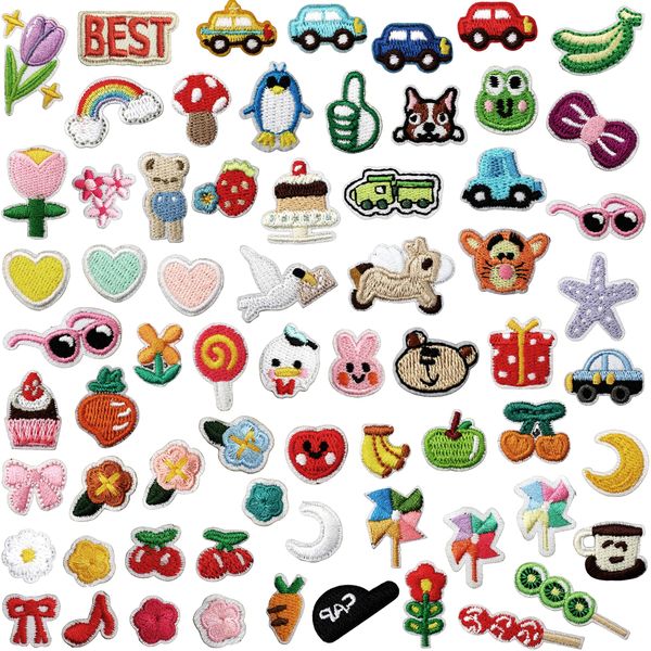 67 Pcs Small Embroidered Patches Bulk for DIY, 3x2cm,for Kids Clothes