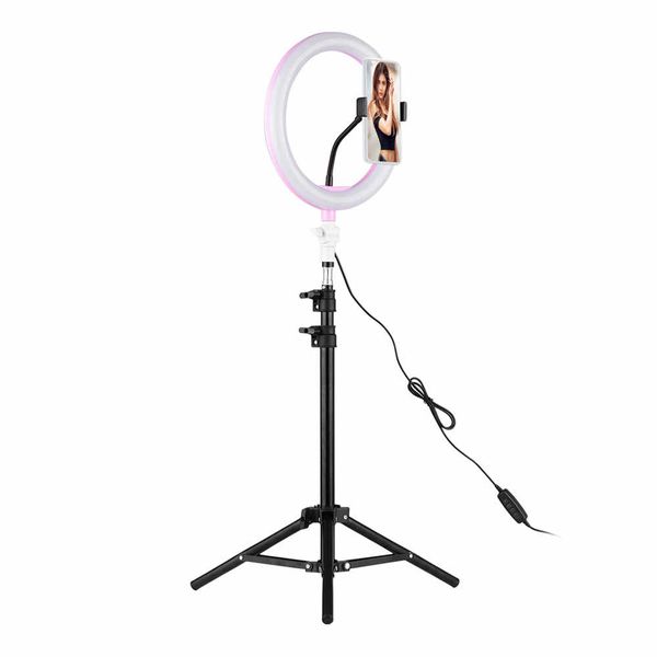 26cm LED Ring Light with 111cm Light Stand &amp; Universal Phone Holder Kit
