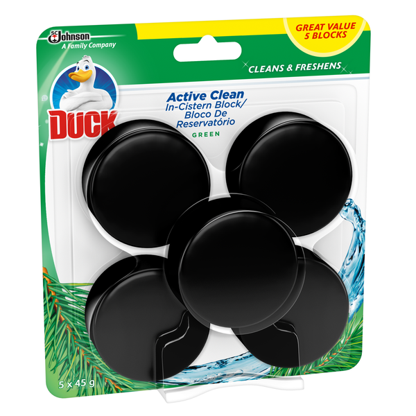 Duck Active Clean In The Cistern Toilet Cleaner Block Green - Pack of 5 x 45g