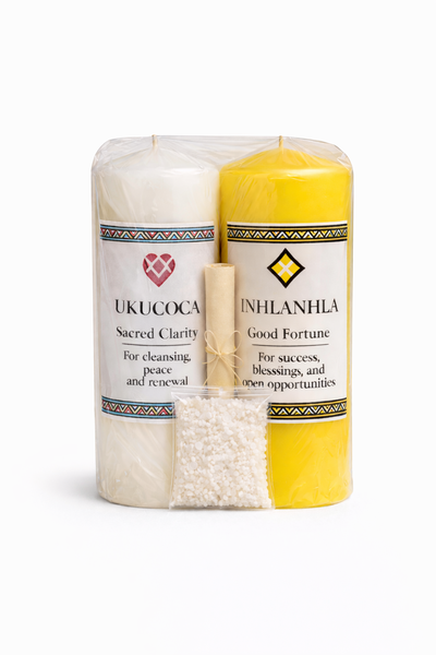 White &amp; Yellow Duo Spiritual Candle Set - 15 × 5 cm