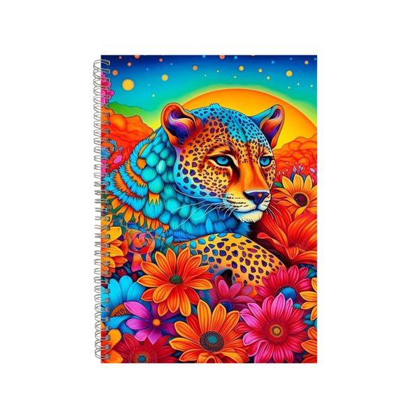 Leopard Orange Sunflowers Neon Notebook Gift Idea A4 Notepad Pad 73