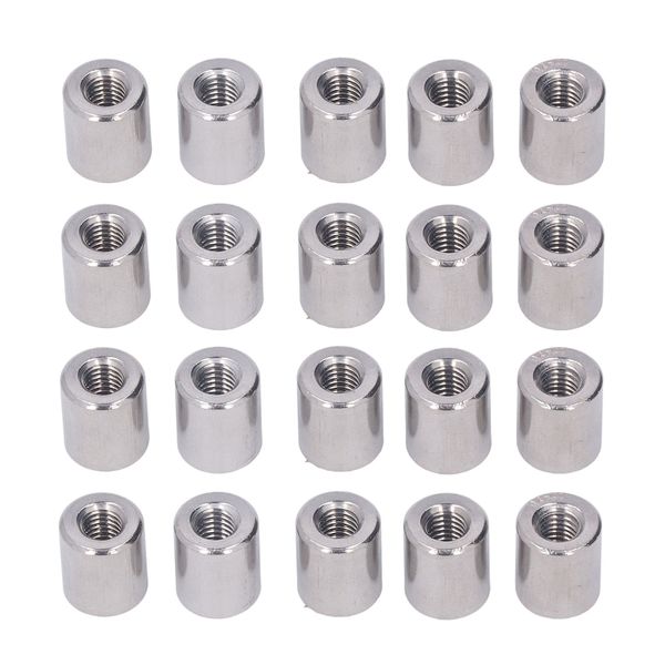 20 Pieces M6 Cylindrical Coupling Nuts (304SS)