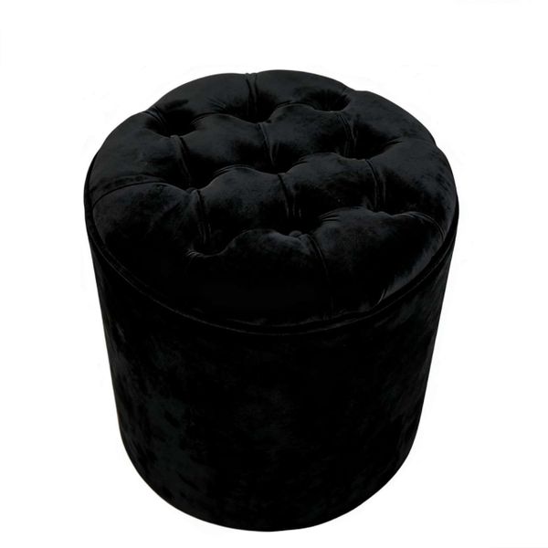 Round Tufted Velvet Upholstery Ottoman, 40 x 45 CM Height Stool with Legs