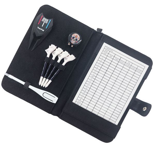 Golf Scorebook Set with Pen, Tees, Divot Tool and Clip