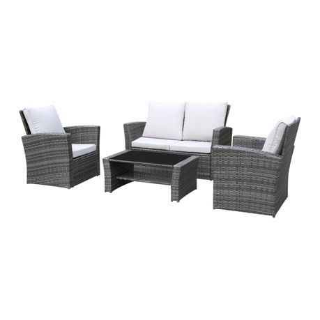 Outdoor Wicker Patio Sofa Set 4 Piece Ensemble Grey Shop Today. Get it Tomorrow takealot