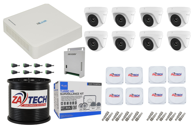 HiLook 8CH Dome CCTV Kit With Zatech RG59 Cable and Junction Boxes
