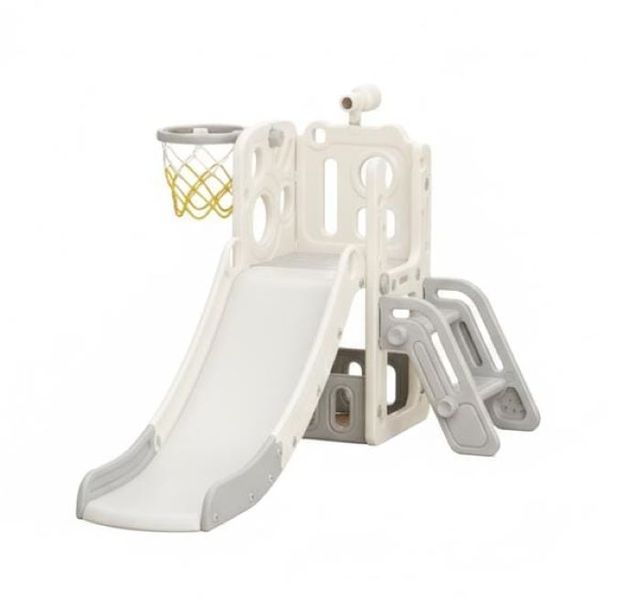 Toddler Activity Slide with Basketball Hoop &amp; Telescope - Grey/White