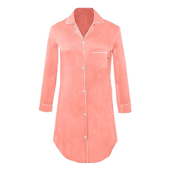 Hannah Grace Maternity Coral Long Sleeve Sleepshirt