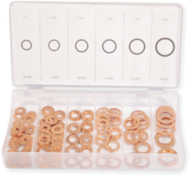 MTS Assorted Washer Flat Copper 110 Pieces