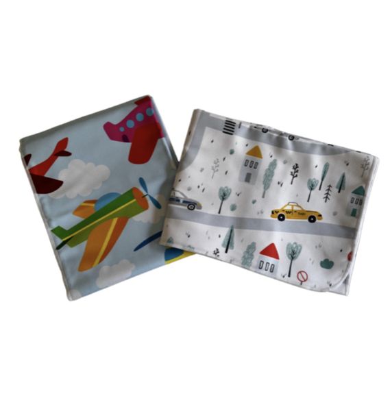 Microfibre Baby Hooded Towels 2 Pack - Aeroplane/Cars BA6539
