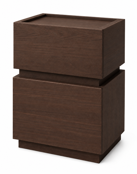 2 Drawer Bedside Table Modern Nightstand Pedestal Modern Cabinet Dark Grey