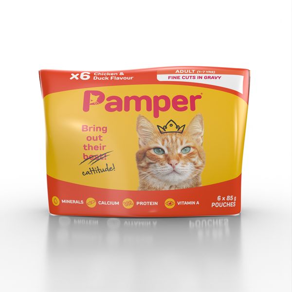 Pamper - Chicken &amp; Duck Multi-Pack Gravy Cat food - 6 x 85g
