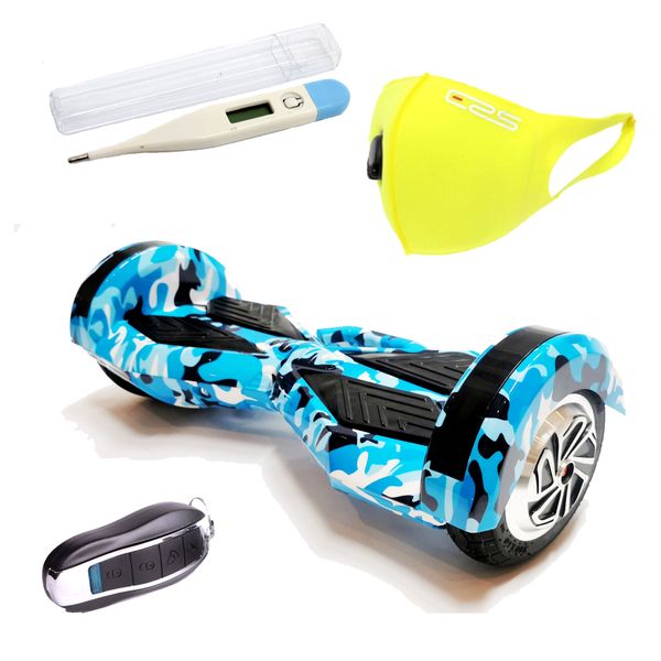 Self Balance Scooter8" Hoverboard-LED-Bluetooth-Remote-Thermometer-CamoBlue