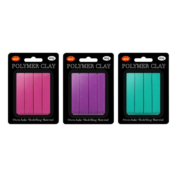 Polymer Clay 60g X Pink, Purple, Turquoise