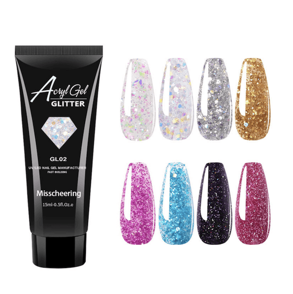 Glitter Polygel Nails Extention Set