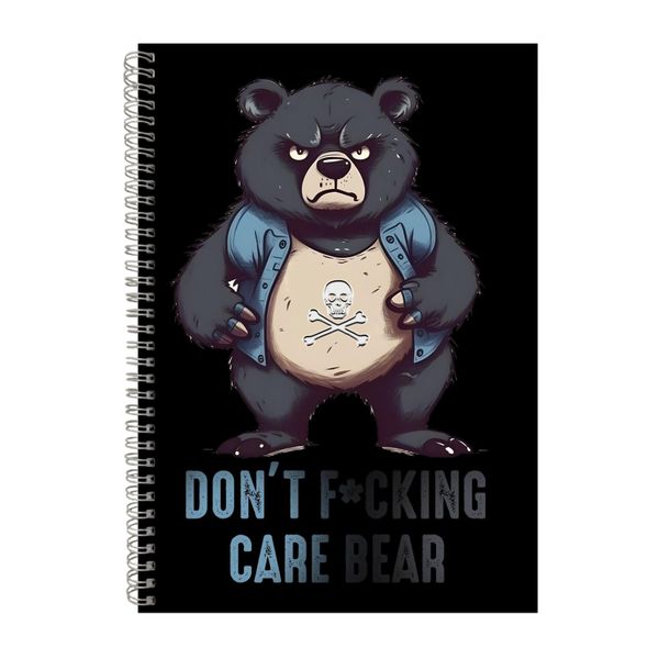 Dont Care Bear A4 Notebook Spiral Lined Trendy Notepad Animal Idea 344