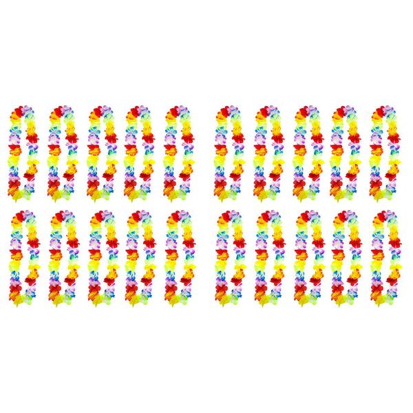 20 Pack Hawaiian Leis Flower Chains Tropical Flower Chain Perfect