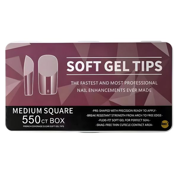 Bea's Choice Soft Gel Tips Medium Square 550 PCs
