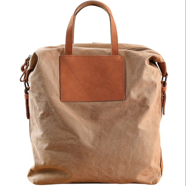 SamMag Biz Canvas x Genuine Leather Backpack, Holds 15.6-inch Laptops