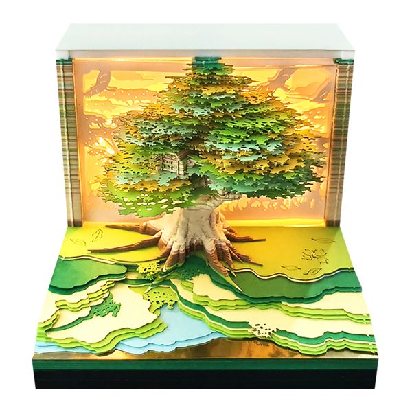 3D Memo Pad Time Piece Calendar 2026, 3D Art Calendar Creative Green Tree
