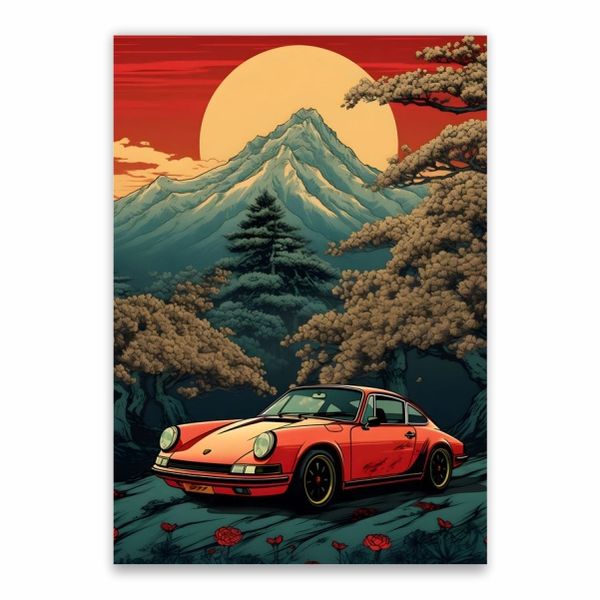 Red Porche Forest Poster - A1
