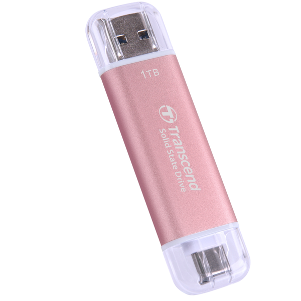 Transcend 1TB ESD310C Series USB Type C &amp; A Portable Pink Solid State Drive
