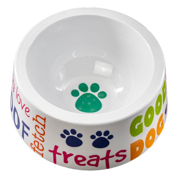Lightweight Melamine Dog Food Bowl with Cool Print - Durable Pet Dish