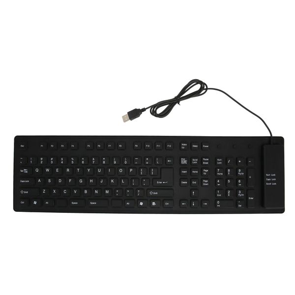 Silicone Keyboard Office 109 Key Foldable Black