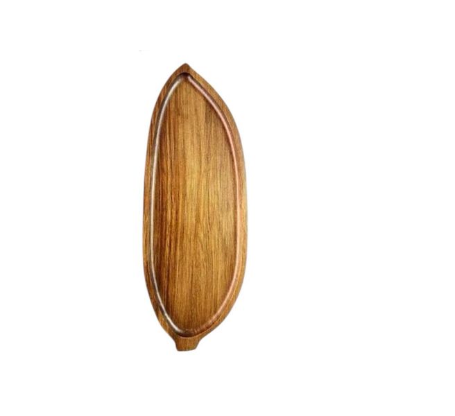 Large Leaf-Shaped Wooden Snack Tray