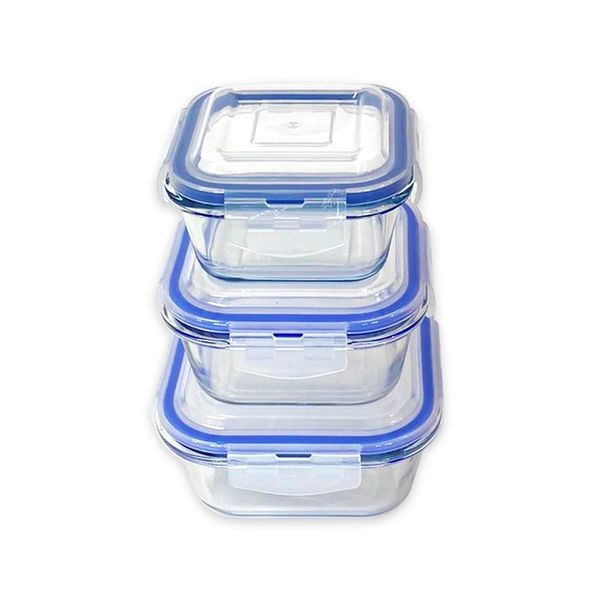 Educat Glass Dishes Square Three Pack