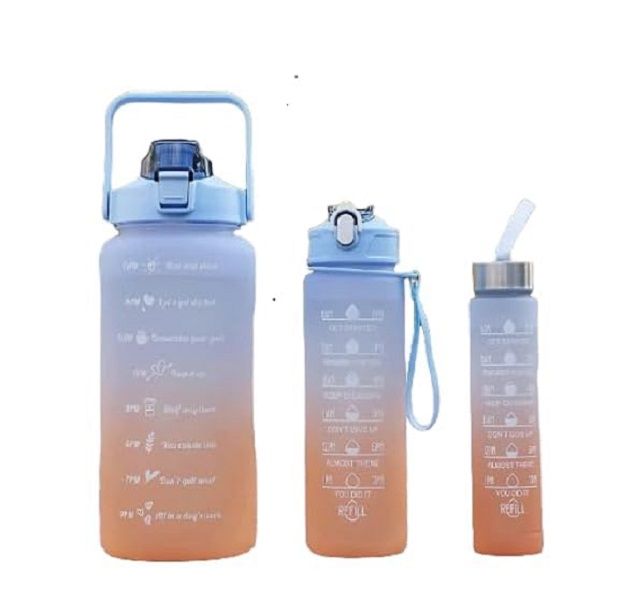 3 Sizes Gradient Motivational Hydration Water Bottles Set