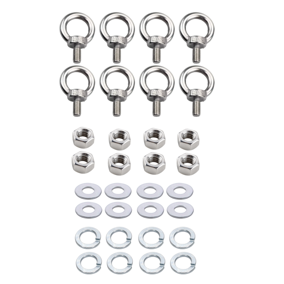 BESTBY - 8mm Stainless Steel Hanging Ring Lifting Eye Bolt Set (Set of 8)