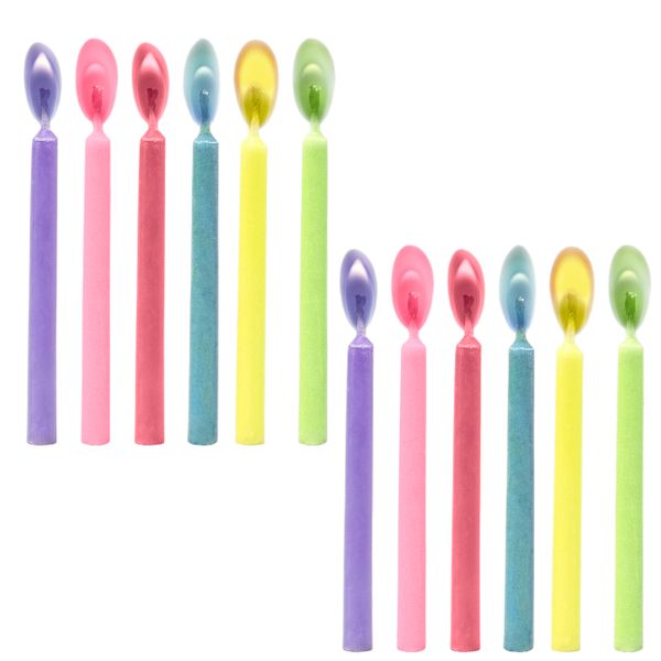 Rainbow Blaze Party Candles - Colour Flame Birthday Candles - 12 Pack
