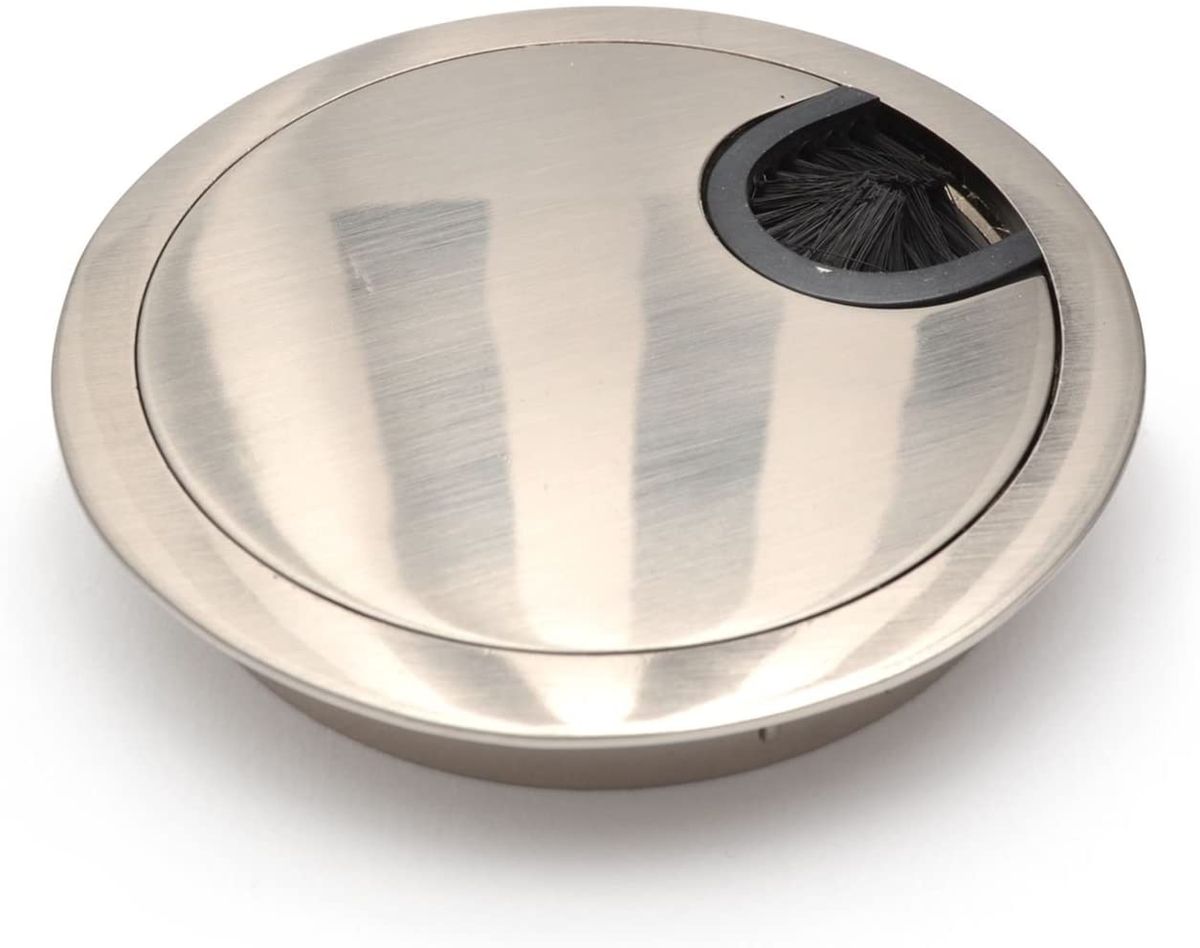 60mm metal desk cable tidy outlet grommet insert (Brushed Steel) (1 x) Buy Online in South